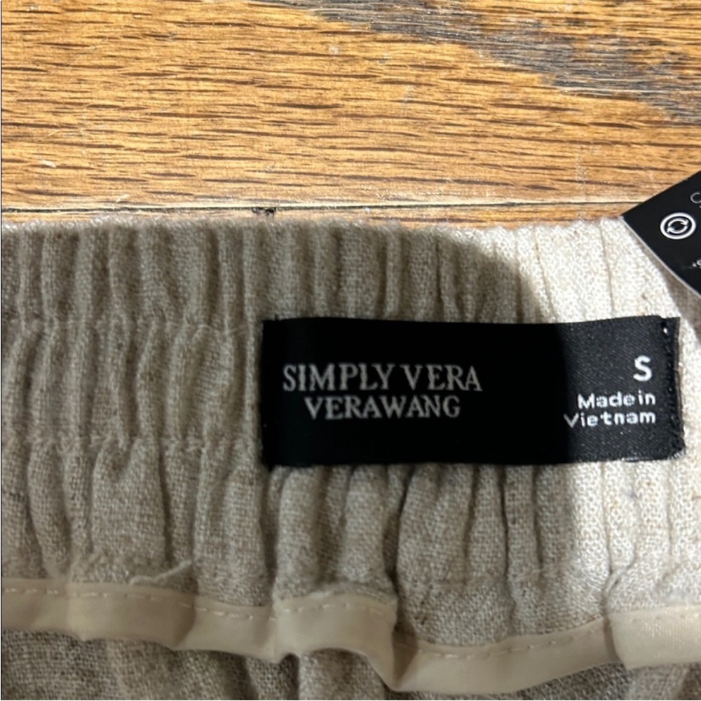 Vera Wang Beige Wide-Leg Linen Pants - Picture 4 of 11